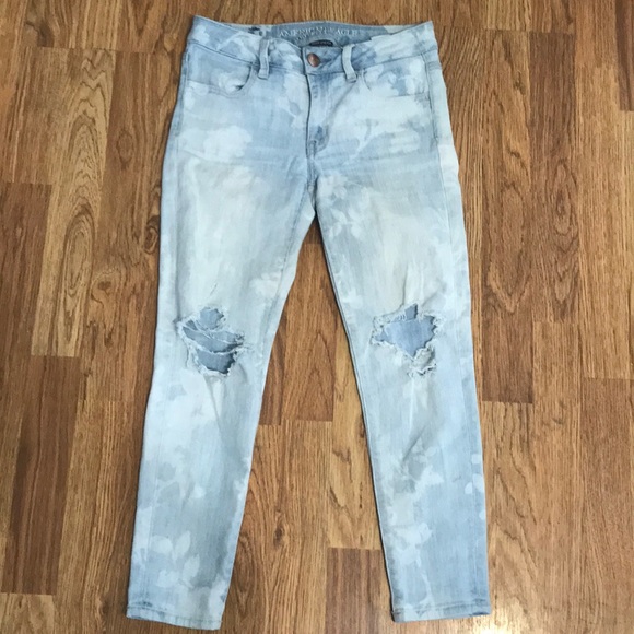 AE Acid Washed Distressed Floral Cropped Jeggings - Picture 2 of 7